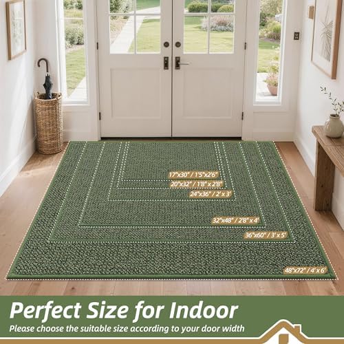 BEQHAUSE Dirt Trapper Door Mat 32" x 48", Non-Slip Washable Doormats, Green - Image 2