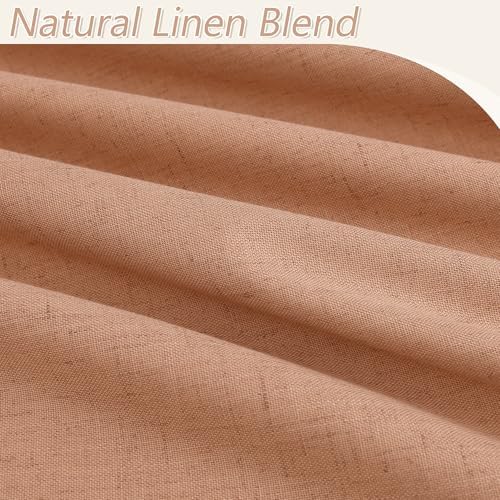 Guken Extra Long 100% Blackout Linen Curtains 108 Inches Peach Quartz - Image 3