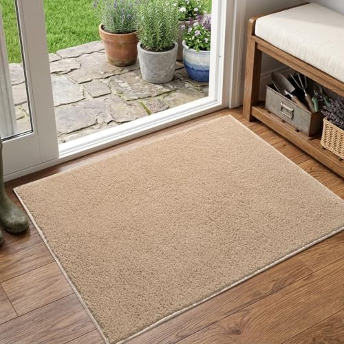 2x3 Beige Solid Area Rug Washable Non-Slip Soft for Entryway Front Door by Unknown