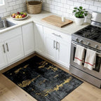 RELEANY Washable 3'x4' Abstract Area Rug for Living Room Black Gold by RELEANY