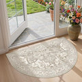 Madane Washable Half Circle Round Rug 2x3 Small Moon Rugs, Beige/Brown by Madane