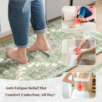 Boho Kitchen Mats for Floor 2PC Anti Fatigue Kitchen Rugs, Spring Green - Image 3