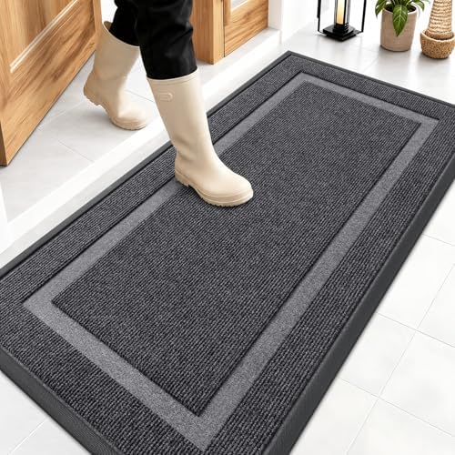 OLANLY Front Door Mat Outside 47x23, All-Season Heavy-Duty Rubber Doormat by OLANLY