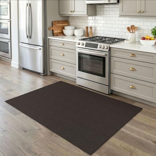 EARTHALL Washable Area Rug, Non Slip Entryway Rug, 4x5 Ft, Taupe/Coffee - Image 5