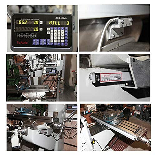 TOAUTO Digital Readout 2 Axis 3 Axis DRO Display Linear Scale 100mm 4" Precision 5um for Bridgeport/Knee Milling Lathe EDM Mill Machine