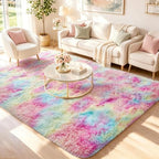 Ophanie 5x7 Rainbow Rug for Bedroom Girls,Unicorn Colorful Fluffy Soft Cute Fuzzy Area Rugs,Shag Plush Shaggy Bedside Floor Furry Carpet for Kids Baby Teen Dorm Home Decor with Over 99 pcs Pile fibers by Ophanie