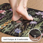 KIMODE Kitchen Mats Cushioned Anti Fatigue, Half Round Floral Kitchen Rug - Image 3