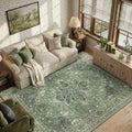 RELEANY Washable Area Rug, 6'x9', Green/Dark Green/Gray by RELEANY