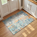 Entrance Rugs Indoor 2x3 Blue Entry Rug Washable Abstract Small Area Rug Non-Slip Low Pile Throw Rugs for Entryway, Kitchen Floor, Front Door Indoor Door Mat, Bathroom, Bedroom Bedside by OmpaaHomeDecor