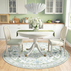 RELEANY Washable Area Rug, Round 6ft, Green/White/Blue - Image 2