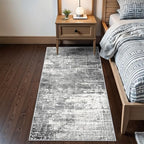 2x6 Abstract Kitchen Runner Rug - Washable Non-Slip Hallway Bedroom Carpet Low Pile Laundry Entryway Rugs with Non Slip Rubber Backing Modern Home Decor Mat for Dining Room Bathroom (2x6 Black/Grey) - Image 2