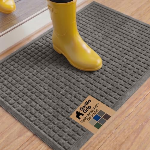 GORILLA GRIP® HydroABSORB Door Mat for Indoor Outdoor, 35x23 Charcoal by GorillaGrip