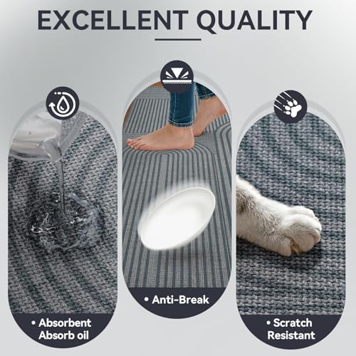 Kitchen Mats for Floor, Kitchen Rugs Non Slip, 17x47 Grey - Image 4