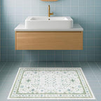 Washable Boho Bathroom Rug 2x3 - Small Throw Area Rugs for Powder Room, Laundry, Kitchen, Blue and Green Oushak Modern Eclectic Geometric Floral Pastel Decor, Low Pile Non-Slip Stain Resistant - Image 3