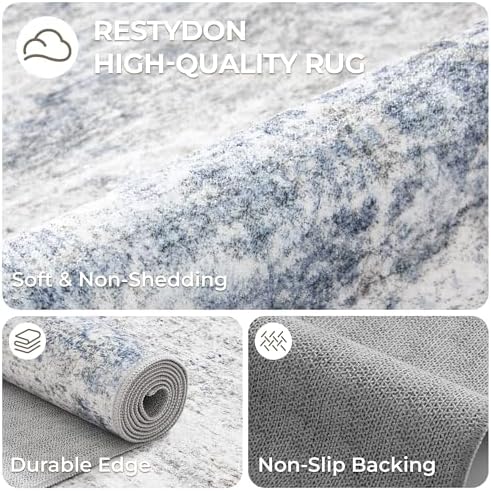 3x6 Runner Rug Non Slip,Washable Hallway Runner Rug,Blue - Image 7