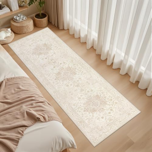 3x10 Hallway Washable Runner Rug: Kitchen Carpet Beige White - Image 3