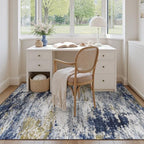 5x7 Area Rug for Living Room, Abstract Washable Non-Slip Rugs, Dark Blue - Image 3