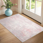 RELEANY Washable 3'x5' Abstract Area Rug for Living Room Gray Pink - Image 3