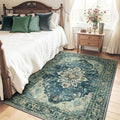 RELEANY Washable Area Rug, 4'x5', Blue/Vintage Dark Blue by RELEANY