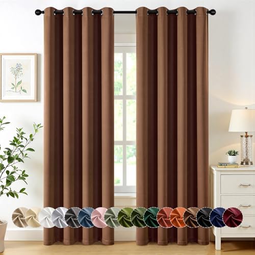 MIULEE Blackout Curtains for Bedroom 2 Panels 50 x 84 Inch Cappuccino Brown by MIULEE