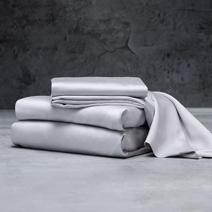 LUXOME Luxury Sheet Set | 100% Rayon (Viscose) from Bamboo | Full Size - Stone | Deep Pockets | 4-Piece Set (Fitted, Flat, 2 Pillowcases)