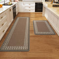 Kitchen Rugs Set of 2, Kitchen Mats for Floor,17x30+17x59 Brown by QiCaiJia