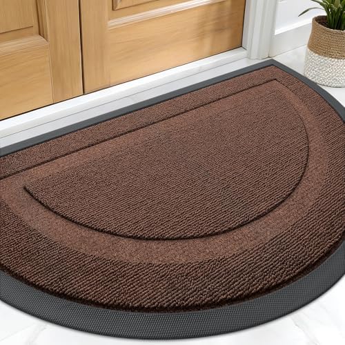 OLANLY Half Circle Front Door Mat Outside 33x21 All-Season Rubber Doormat by OLANLY