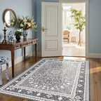 5x7 Area Rugs for Living Room, Washable Non-Slip Rug, Oriental Light Grey - Image 4