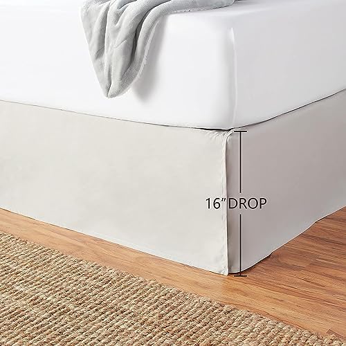 Amazon Basics Lightweight Pleated King Size Bed Skirt, Wrinkle and Fade Resistant, Machine Washable, Dust Ruffle, Light Grey, 16-inch Drop - Image 6
