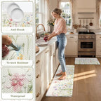 KIMODE Anti Fatigue Kitchen Mats for Floor, Floral Kitchen Rugs Sets of 2 - Image 6