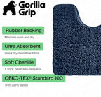 GORILLA GRIP Chenille Bath Rug Mat for Oval Toilet Base, 24x19 Navy - Image 3