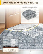 RELEANY Washable Area Rug, 6'x8', Grey/White/Beige - Image 4