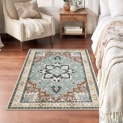 Lofus 3x5 Small Kitchen Area Rugs, Vintage Boho Washable Carpet, Beige - Image 2
