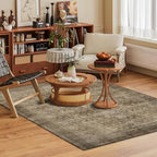 Washable Area Rug 5' x 7' Vintage Traditional Persian Mat - Foldable Distressed Non-Slip Machine Washable Carpet for Living Room Bedroom Kitchen Home Decor - Mocha and Taupe - Image 2