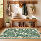 SameBed 3x5 Area Rug Living Room, Vintage Washable Carpet Brown Green - Image 2