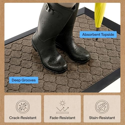 GORILLA GRIP WeatherMAX Door Mat, Indoor Outdoor, 58x34, Beige Quatrefoil - Image 5