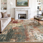 RELEANY Washable 9'x12' Abstract Area Rug for Living Room Rustic Brown by RELEANY