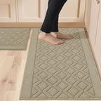 COSY HOMEER 48x20/30X20Inch Kitchen Rug Mats Non-Slip Washable,Beige by COSYHOMEER