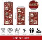3-Piece Christmas Rug Set for Kitchen: Red Washable Throw Kitchen Mat Low Pile Soft Non-Slip with Rubber Backing for Sink Floor Mat ＆Holiday, Hallway, Entryway - Image 2