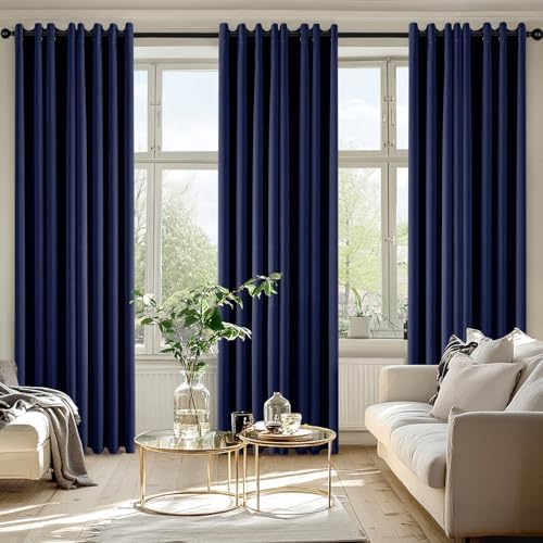 MIULEE Blackout Curtains for Bedroom 2 Panels 50 x 84 Inch Long Navy Blue - Image 6