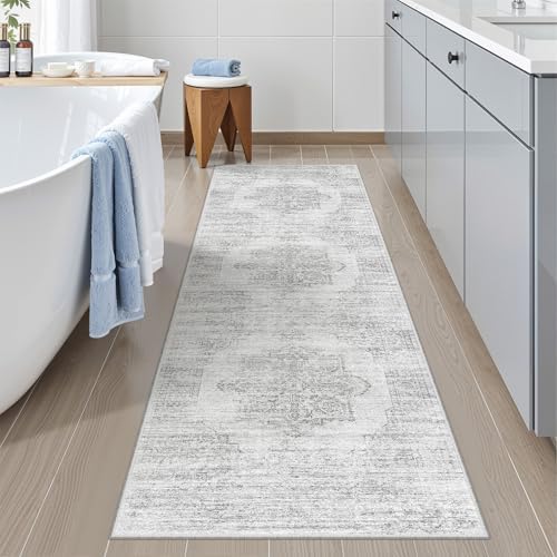 2x6 Runner Rug Non Slip,Washable Hallway Runner Rug,Grey by Restydon