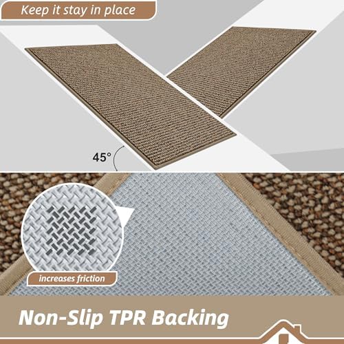 BEQHAUSE Dirt Trapper Door Mat 24" x 60", Non-Slip Washable Doormats, Beige - Image 6
