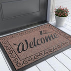 Yimobra Welcome Mat Outdoor Indoor, Waterproof Heavy Duty Front Door Mat Outside Entrance, Extra Sturdy Non-Slip Doormat, Low Profile, Dirt Trapping, 36x24 Inches, Maroon by Yimobra
