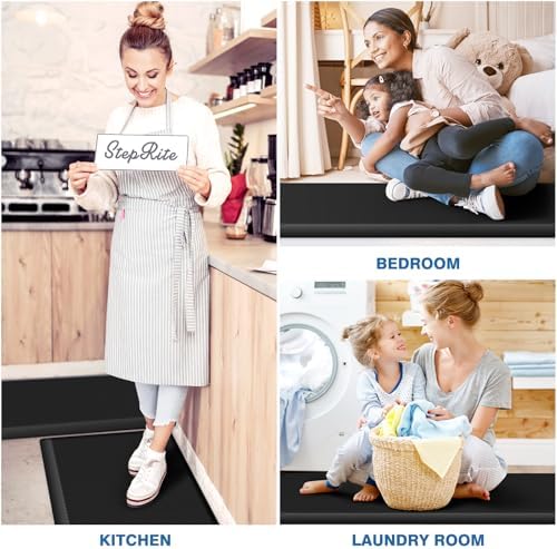 StepRite 1-Inch Kitchen Mats for Floor, 2-Piece Anti-Fatigue Rugs, Black - Image 6