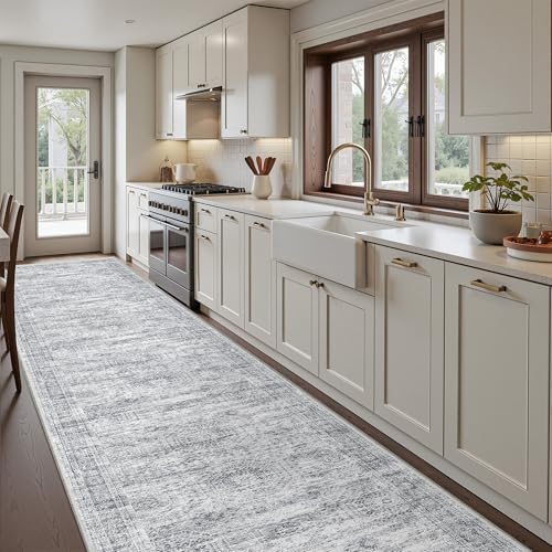 3x14 Runner Rug Non Slip,Washable Hallway Runner Rug,Grey - Image 3