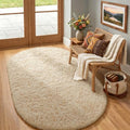 Ophanie 4x6 Oval Beige Rugs for Bedroom Living Room,Fluffy Fuzzy Furry Carpet,Plush Soft Shaggy Bedside Indoor Floor Area Rug for Kids Girls Boys Baby Teen Dorm Decor with Over 99 pcs Pile fibers by Ophanie