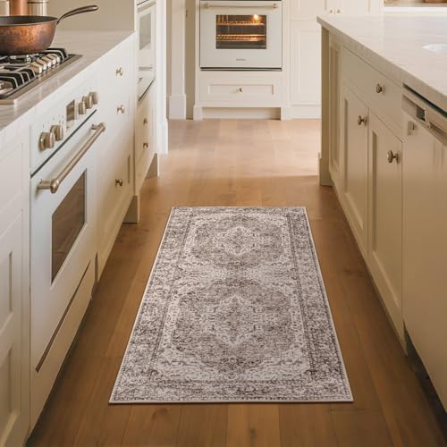 Lofus 2x5 Runner Rug for Hallways, Washable Kitchen Rugs, Non-Slip Rugs for Entryway and Bedroom, Vintage Boho Carpet, Soft Low Pile Long Runner Area Rug, Vintage Beige Brown - Image 2