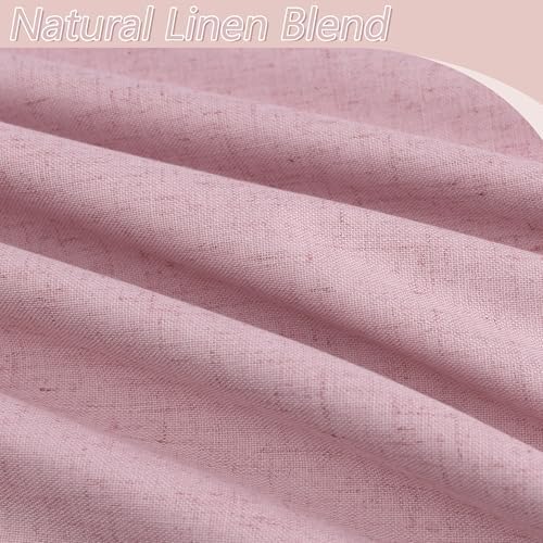 Guken Extra Long 100% Blackout Linen Curtains 120 Inches for Bedroom Rose - Image 3