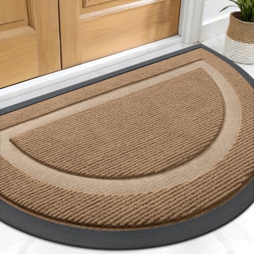 OLANLY Half Circle Front Door Mat Outside 29.5x17 All-Season Rubber Doormat by OLANLY