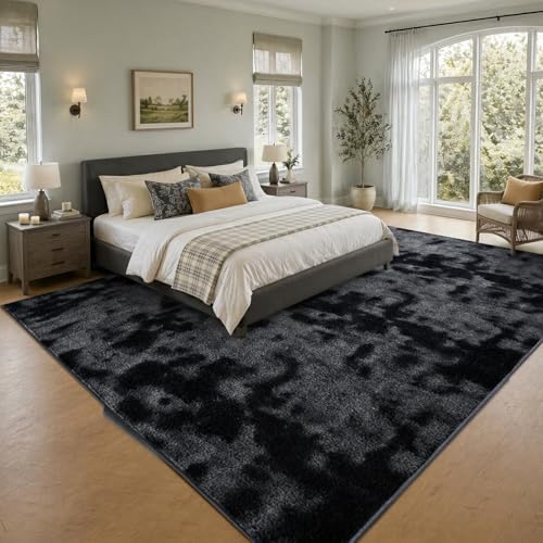 7x10 Large Tie-dye Dark Grey Area Rug Washable Non-Slip for Living Room - Image 2